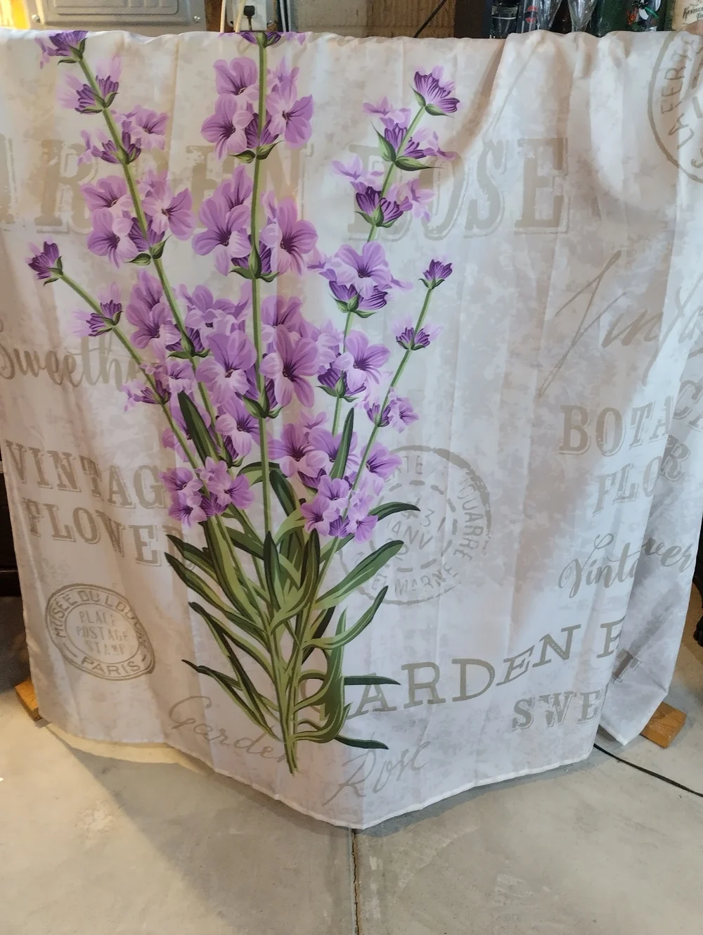 Wild Flower Shower Curtain Purple Petals Bathroom Outter Lining